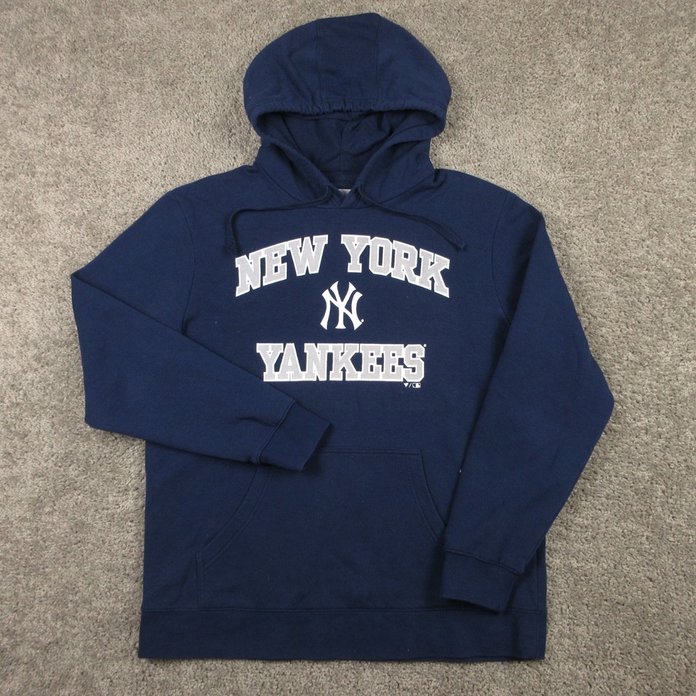 New York Yankees Sweater Mens Large Navy Blue Hoodie Sweatshirt Fanatics MLB